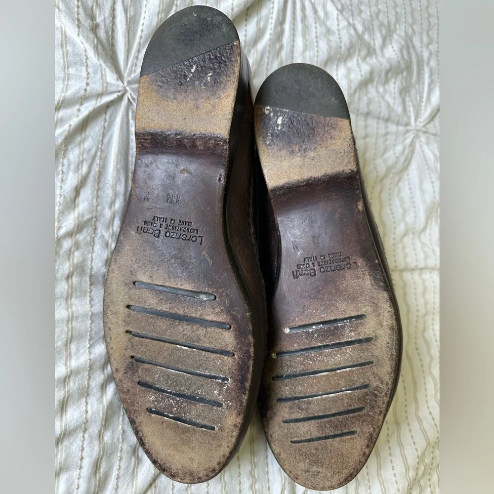 Vintage Lorenzo Banfi Handmade Italian Leather Loafers Men’s Brown Lace Up 11.5